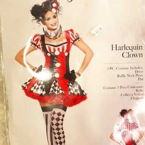 Women's Halloween Costume Size Med Harlequin Clown Like NEW